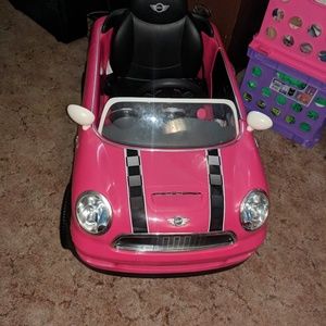 pink mini cooper push car